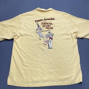 Tommy Bahama Shirt Mens‎ XL Yellow Silk Havana Good Time Cuban Music Festival